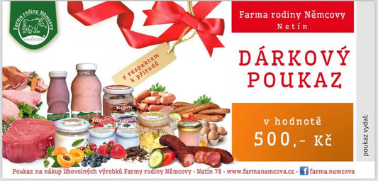 Dárkový poukaz v hodnotě 500 Kč (nevztahuje se sleva 10% nad 1850,- nákup)